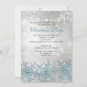 ブルークリスタルスノーフレーククリスマスパーティー招待状 招待状 (正面)