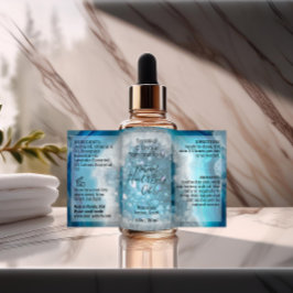 ブルークリスタルボトルラベル4oz油スポイト製品 長方形シール