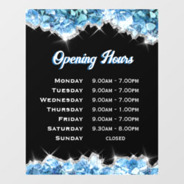 ブルークリスタル営業時間窓用ステッカー ウィンドウサイン