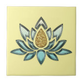 ブルークリスタル&金ゴールドルックイエローパーソナライズされた タイル (正面)