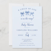 ブルークリスチャンコケット男の赤ちゃんの神の子 招待状 (正面)