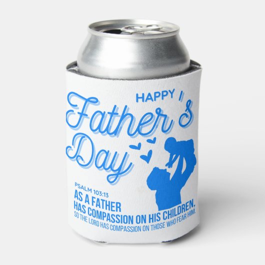 ブルークリスチャン・ハッピー・ファーザー・デー詩篇103:13 缶クーラー (缶正面)