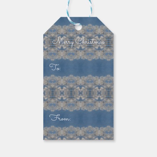 ブルークリスマスとホワイトクリスマスプレゼントのようなスノーフレークラベル ギフトタグ (裏面)