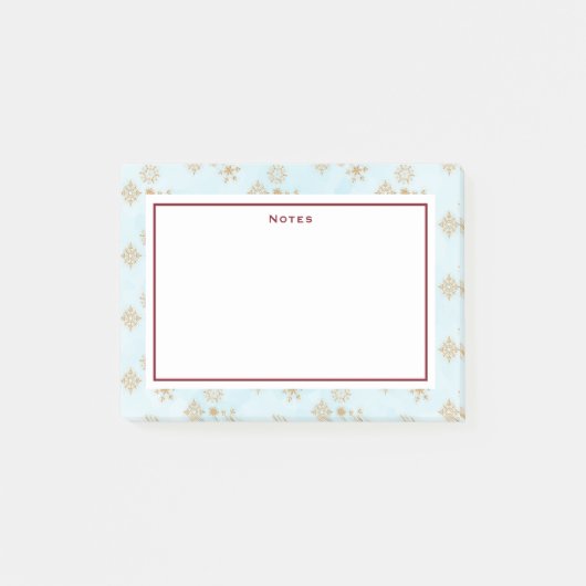 ブルークリスマスに輝く金霜の降りたのスノーフレーク結晶 ポストイット (正面)