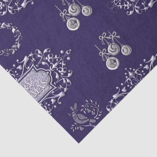 ブルークリスマスに銀色のクリスマスデコレーション 薄葉紙 (詳細)