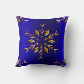 ブルークリスマスに黄金のスノーフレーク クッション (裏面)