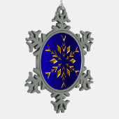 ブルークリスマスに黄金のスノーフレーク スノーフレークピューターオーナメント (左)