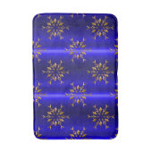 ブルークリスマスに黄金のスノーフレーク バスマット (正面縦)