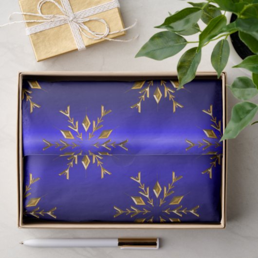 ブルークリスマスに黄金のスノーフレーク 薄葉紙 (ギフト)