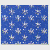 ブルークリスマスの白い雪 ラッピングペーパー (フラット)