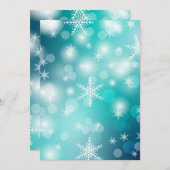ブルークリスマスウィンタースノーフレークフラットホリデーカード シーズンカード (正面/裏面)