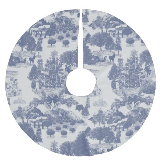 ブルークリスマスウィンターワンダーランド ブラッシュドポリエステルツリースカート (正面)