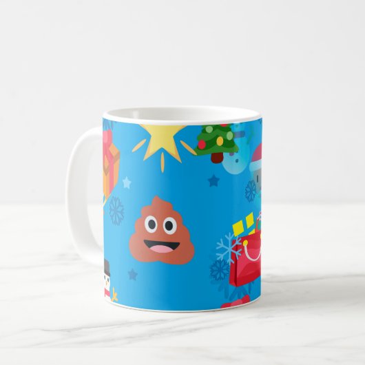 ブルークリスマスウンチ絵文字 コーヒーマグカップ (正面左)