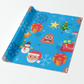 ブルークリスマスウンチ絵文字 ラッピングペーパー