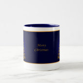 ブルークリスマスエレガントの木のマグカップ ツートーンマグカップ (中央)