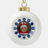ブルークリスマスエレメンツ写真セラミックオーナメント セラミックボールオーナメント (正面)