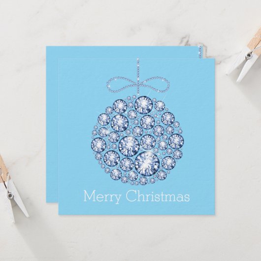 ブルークリスマスオーナメントパーティの招待状 招待状 (正面/裏面インサイチュ)