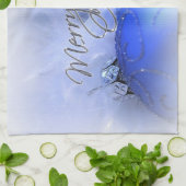 ブルークリスマスオーナメントメリークリスマスタオル キッチンタオル (折り畳み)