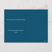 ブルークリスマスオーナメント写真の雪モダン片 シーズンポストカード (裏面)