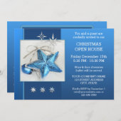 ブルークリスマスオープンハウスまたはパーティの招待状 招待状 (正面/裏面)