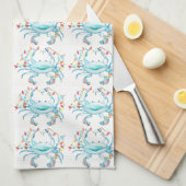 ブルークリスマスカニのキッチンタオル キッチンタオル (四つ折り)