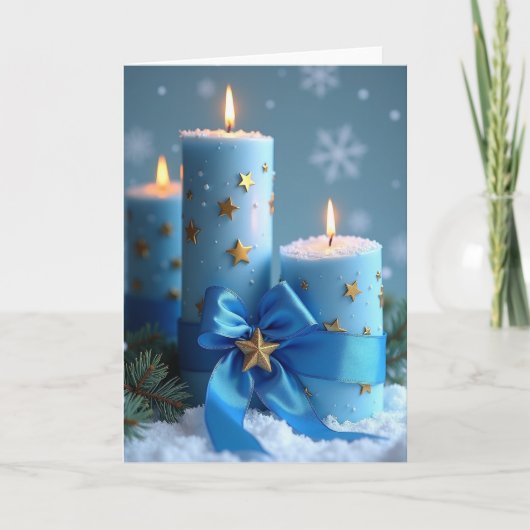 ブルークリスマスキャンドル カード (正面)