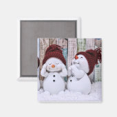 ブルークリスマスキュート雪だるま マグネット (正面/裏面)