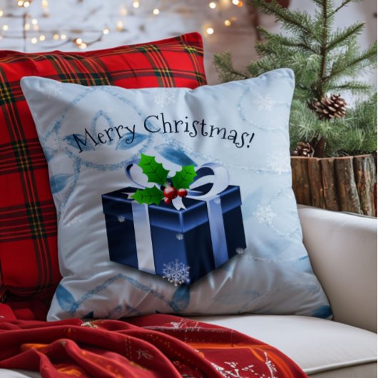 ブルークリスマスギフトスローピロー クッション