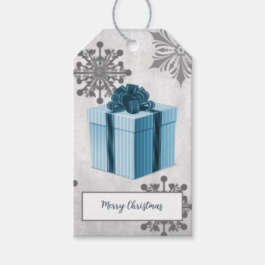 ブルークリスマスギフトホリデーギフトラベル ギフトタグ (正面)