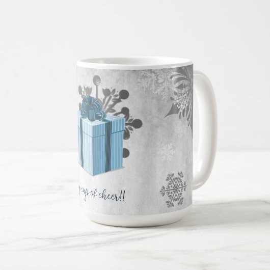 ブルークリスマスギフトホリデーマグ コーヒーマグカップ (正面右)