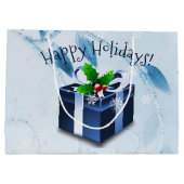 ブルークリスマスギフトボックス抱き枕 ラージペーパーバッグ (裏面)