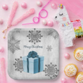 ブルークリスマスギフト紙プレート ペーパープレート (パーティー)