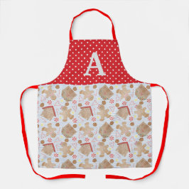 ブルークリスマスクッキーエプロン中エプロン エプロン