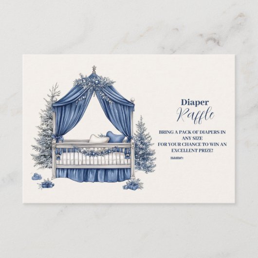 ブルークリスマスクリブベビーシャワーおむつラッフル エンクロージャーカード (正面)