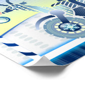 ブルークリスマスサンタクロース雪だるまポスターツリー ポスター (角)