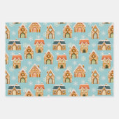 ブルークリスマスジンジャーブレッドクッキーの雪 ラッピングペーパーシート (正面)