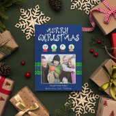 ブルークリスマススノーグローブズホリデーフォトカード シーズンカード