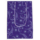 ブルークリスマススワールグランドペアレント写真テンプレート ミディアムペーパーバッグ (裏面)