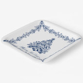 ブルークリスマスツリーあなたの背景と文字 ペーパープレート (傾斜あり)