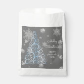 ブルークリスマスツリーと雪の結晶の好意バッグ フェイバーバッグ (正面)