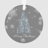 ブルークリスマスツリーアンドスノーフレークオーナメント オーナメント (裏面)