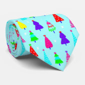 ブルークリスマスツリーカラフルポップ・アートのアート ネクタイ (ロール)