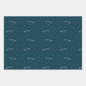 ブルークリスマスツリークラウドズ射撃、 発砲スターホリデー ラッピングペーパーシート (正面2)