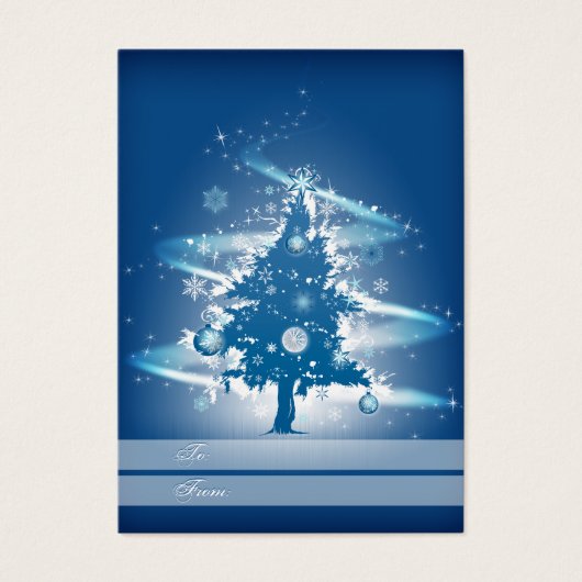 ブルークリスマスツリークリスマスギフトラベル (正面)