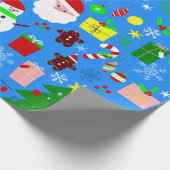 ブルークリスマスツリーサンタクロース ラッピングペーパー (角)