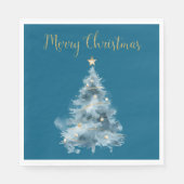 ブルークリスマスツリースターグリッタークリスマス スタンダードランチョンナプキン (正面)
