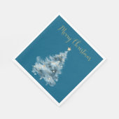 ブルークリスマスツリースターグリッタークリスマス スタンダードランチョンナプキン (角)