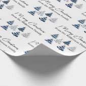 ブルークリスマスツリーズ名前をカスタムする ラッピングペーパー (角)