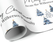 ブルークリスマスツリーズ名前をカスタムする ラッピングペーパー (ロールコーナー)