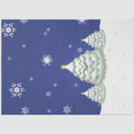 ブルークリスマスツリーティッシュペーパー 薄葉紙